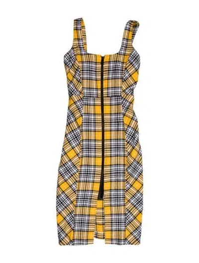 Pre-owned Veronica Beard Plaid Print Midi Length Dress In Yellow