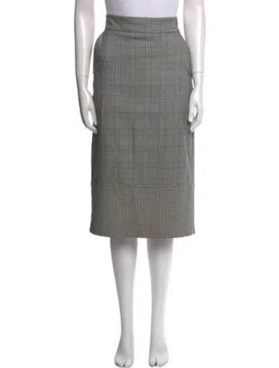 Pre-owned Veronica Beard Plaid Print Midi Length Skirt In Black