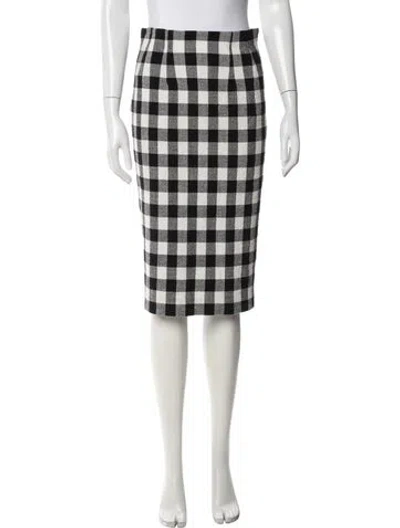 Pre-owned Veronica Beard Plaid Print Midi Length Skirt In Black