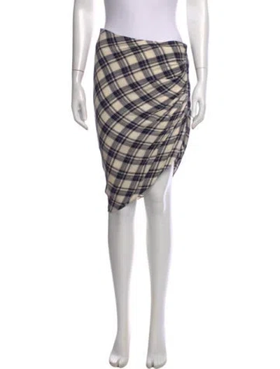 Pre-owned Veronica Beard Plaid Print Midi Length Skirt In Blue