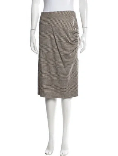 Pre-owned Veronica Beard Plaid Print Midi Length Skirt In Brown/neutrals