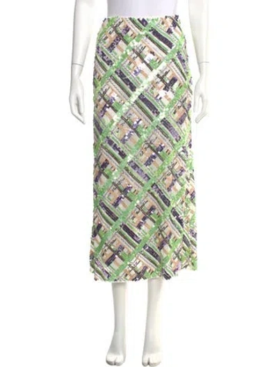 Pre-owned Veronica Beard Plaid Print Midi Length Skirt W/ Tags In White