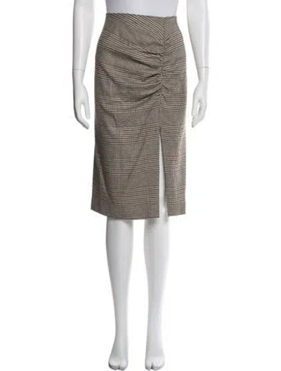 Pre-owned Veronica Beard Plaid Print Midi Length Skirt In White