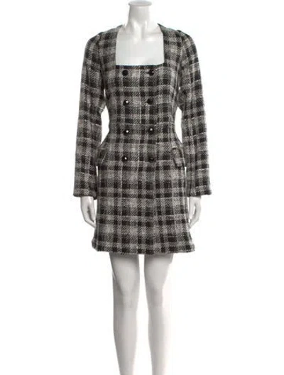 Pre-owned Veronica Beard Plaid Print Mini Dress In Black