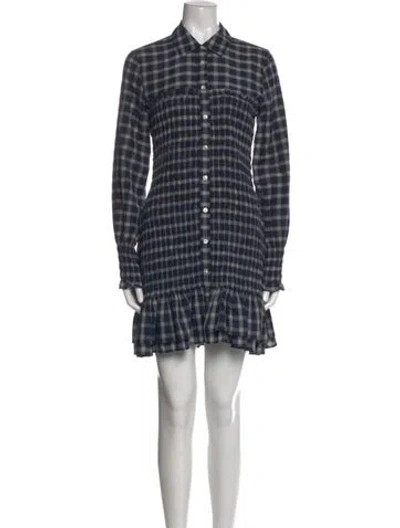 Pre-owned Veronica Beard Plaid Print Mini Dress In Blue