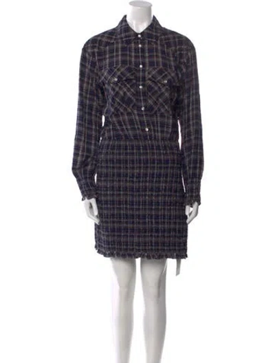 Pre-owned Veronica Beard Plaid Print Mini Dress In Blue