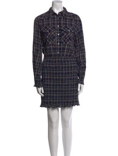 Pre-owned Veronica Beard Plaid Print Mini Dress In Blue