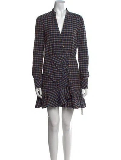 Pre-owned Veronica Beard Plaid Print Mini Dress In Blue