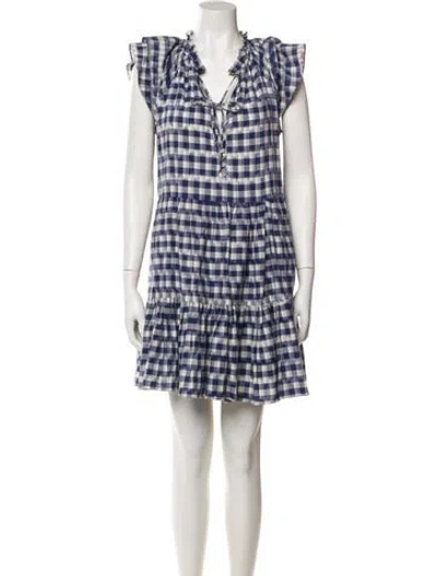 Pre-owned Veronica Beard Plaid Print Mini Dress In Blue