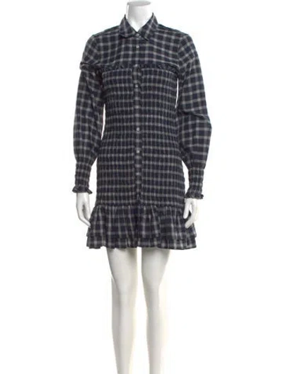 Pre-owned Veronica Beard Plaid Print Mini Dress In Blue