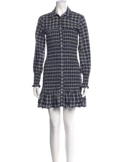 Pre-owned Veronica Beard Plaid Print Mini Dress In Blue