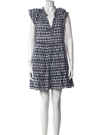 Pre-owned Veronica Beard Plaid Print Mini Dress In Blue