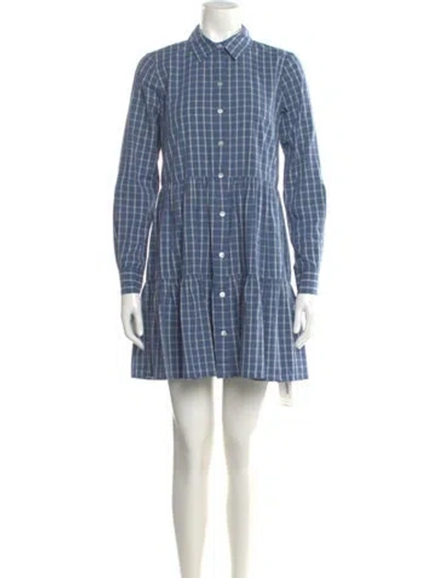 Pre-owned Veronica Beard Plaid Print Mini Dress In Blue