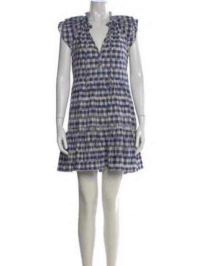 Pre-owned Veronica Beard Plaid Print Mini Dress In Blue