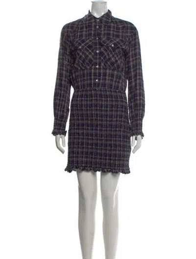 Pre-owned Veronica Beard Plaid Print Mini Dress In Blue
