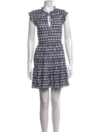 Pre-owned Veronica Beard Plaid Print Mini Dress In Blue