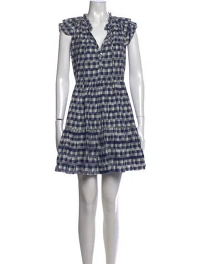 Pre-owned Veronica Beard Plaid Print Mini Dress In Blue