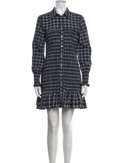 Pre-owned Veronica Beard Plaid Print Mini Dress In Blue
