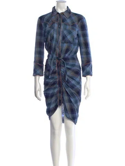 Pre-owned Veronica Beard Plaid Print Mini Dress In Blue