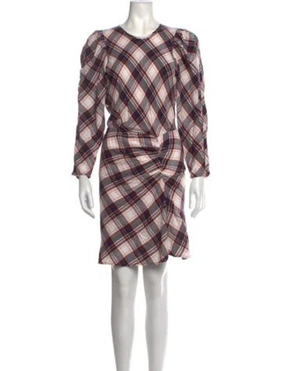 Pre-owned Veronica Beard Plaid Print Mini Dress In Blue/neutrals