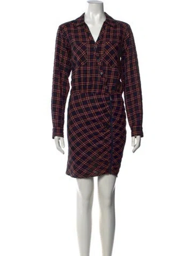 Pre-owned Veronica Beard Plaid Print Mini Dress In Blue/red