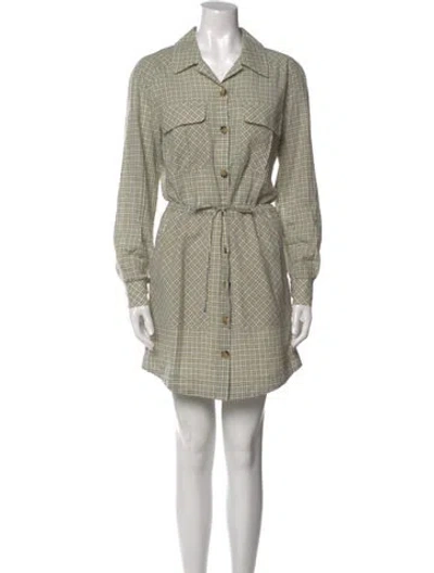 Pre-owned Veronica Beard Plaid Print Mini Dress In Green