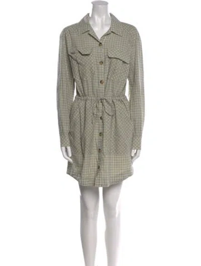 Pre-owned Veronica Beard Plaid Print Mini Dress In Green
