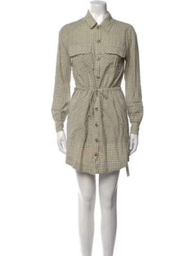 Pre-owned Veronica Beard Plaid Print Mini Dress In Green