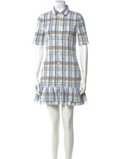 Pre-owned Veronica Beard Plaid Print Mini Dress In Green