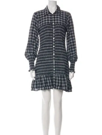 Pre-owned Veronica Beard Plaid Print Mini Dress In Green