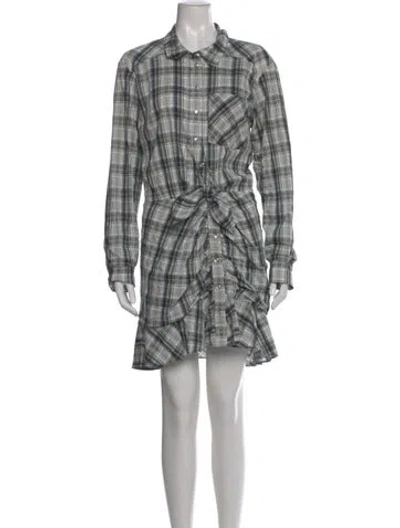 Pre-owned Veronica Beard Plaid Print Mini Dress In Green