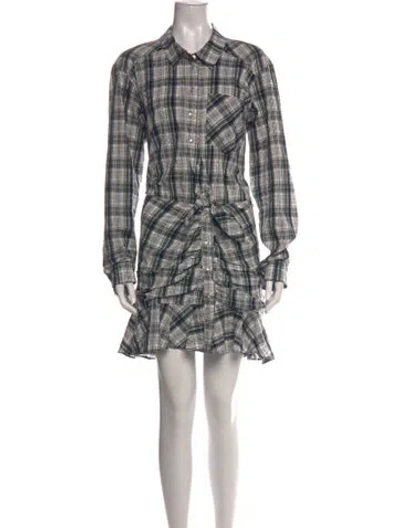 Pre-owned Veronica Beard Plaid Print Mini Dress In Green