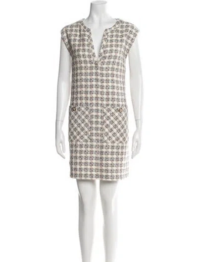 Pre-owned Veronica Beard Plaid Print Mini Dress In Green
