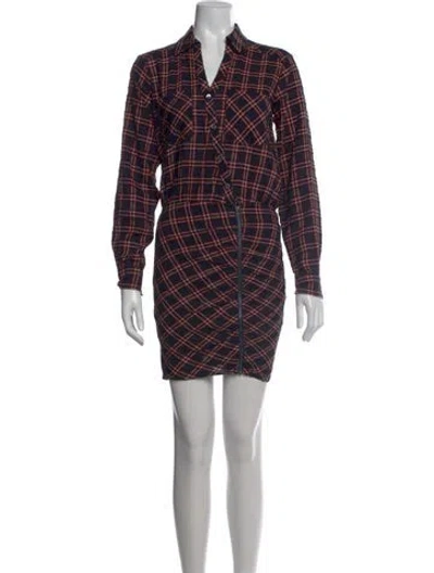 Pre-owned Veronica Beard Plaid Print Mini Dress In Multi