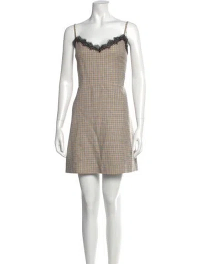 Pre-owned Veronica Beard Plaid Print Mini Dress In Neutral