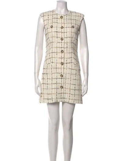 Pre-owned Veronica Beard Plaid Print Mini Dress In Neutral