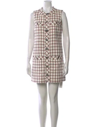 Pre-owned Veronica Beard Plaid Print Mini Dress In Neutral