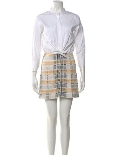 Pre-owned Veronica Beard Plaid Print Mini Dress In Neutral