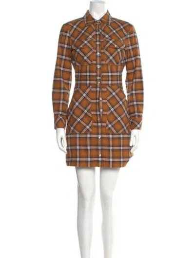 Pre-owned Veronica Beard Plaid Print Mini Dress In Orange