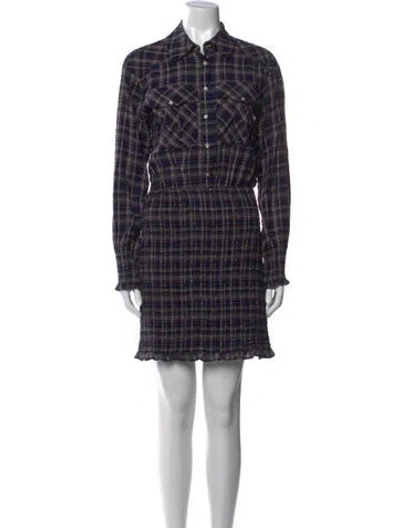 Pre-owned Veronica Beard Plaid Print Mini Dress In Purple