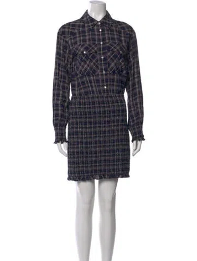 Pre-owned Veronica Beard Plaid Print Mini Dress In Purple