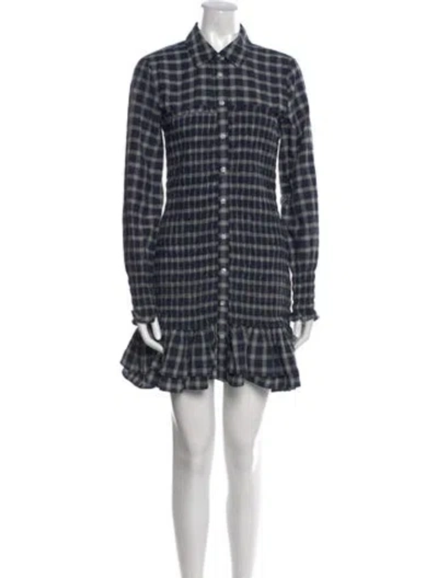 Pre-owned Veronica Beard Plaid Print Mini Dress W/ Tags In Blue
