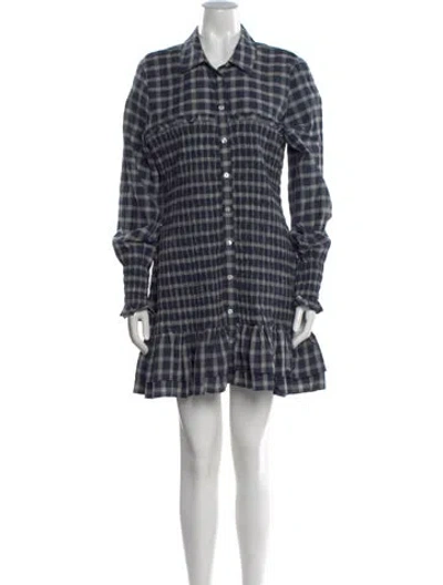 Pre-owned Veronica Beard Plaid Print Mini Dress W/ Tags In Blue