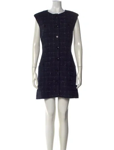 Pre-owned Veronica Beard Plaid Print Mini Dress W/ Tags In Blue