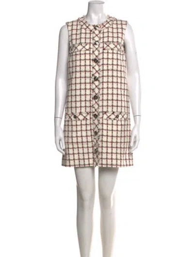 Pre-owned Veronica Beard Plaid Print Mini Dress W/ Tags In Neutral