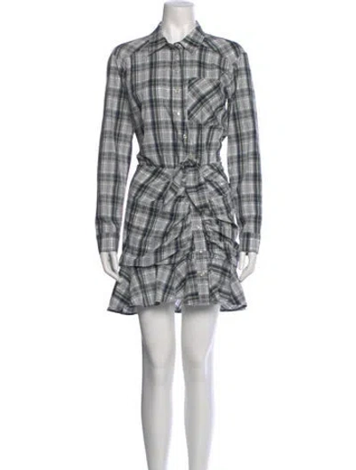 Pre-owned Veronica Beard Plaid Print Mini Dress In White