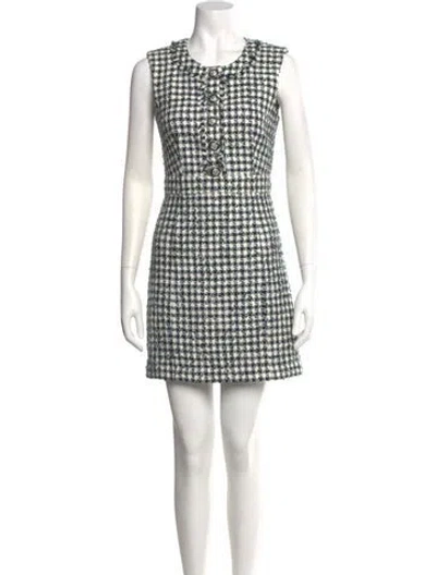 Pre-owned Veronica Beard Plaid Print Mini Dress In White