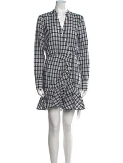 Pre-owned Veronica Beard Plaid Print Mini Dress In White