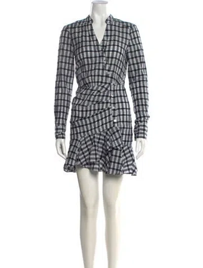 Pre-owned Veronica Beard Plaid Print Mini Dress In White