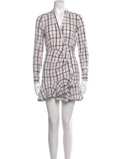 Pre-owned Veronica Beard Plaid Print Mini Dress In White